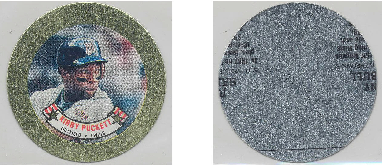 1988 Topps Baseball Coins Metal Proof Discs 023 Kirby Puckett